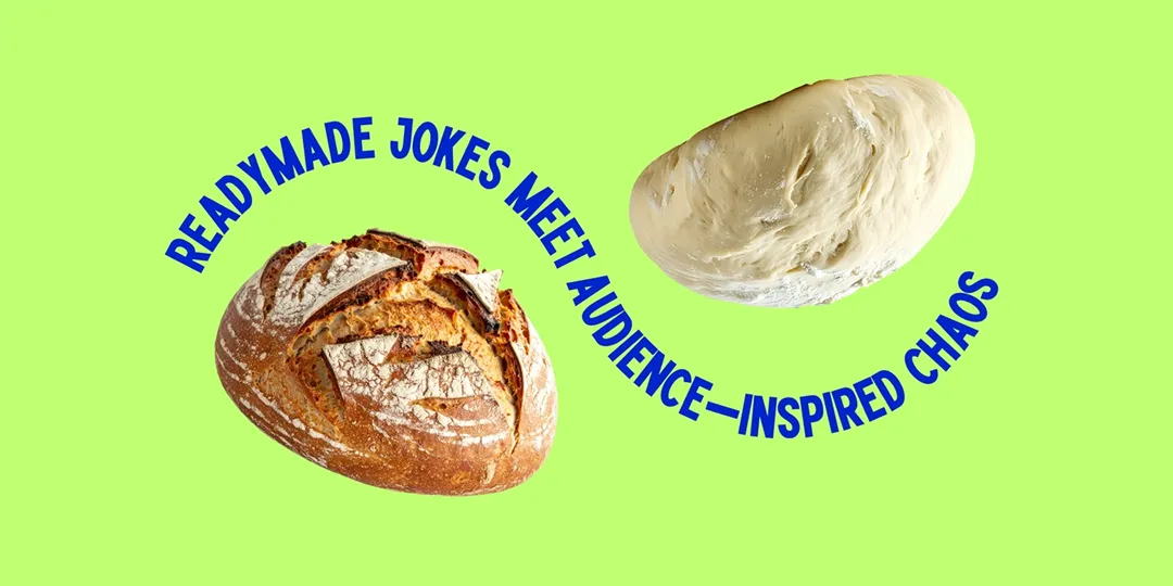 Image showing faces of comedians, and information about the comedy show