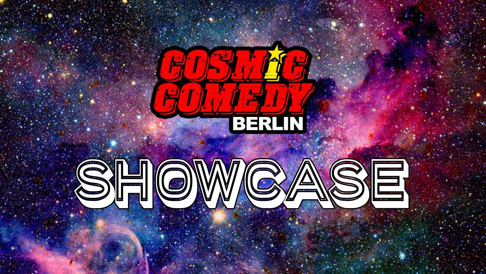Image showing faces of comedians, and information about the comedy show