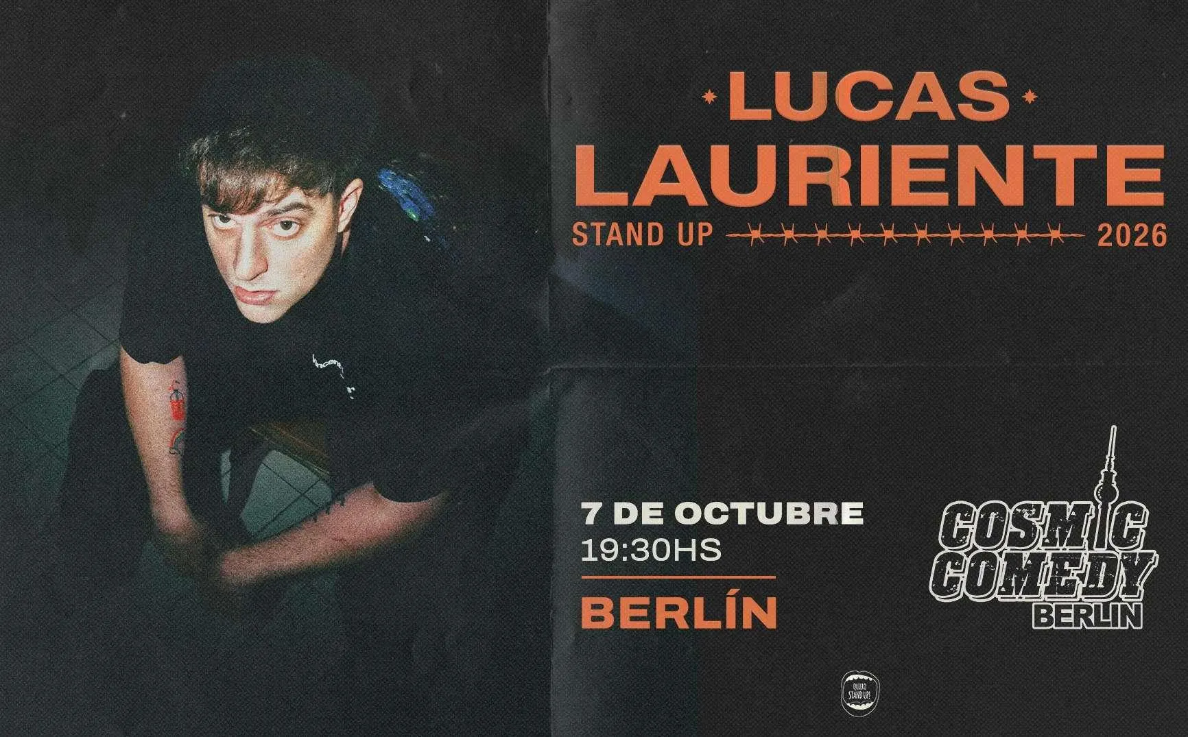 Image showing faces of comedians, and information about the comedy show