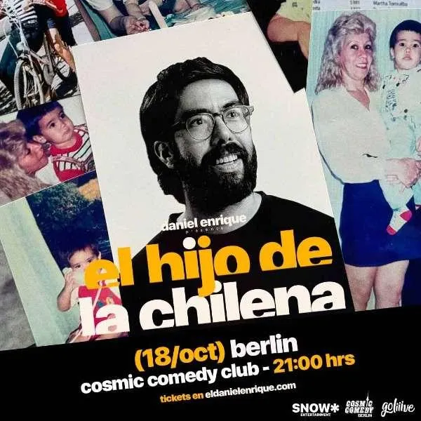 Image showing faces of comedians, and information about the comedy show